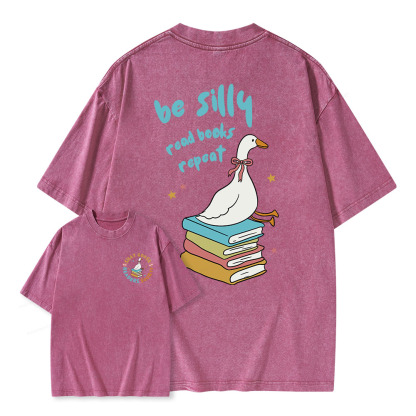 Pagewings Be Silly Read Books Repeat Unisex Washed T-shirt
