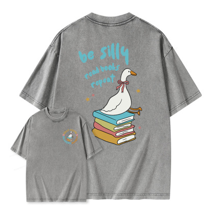 Pagewings Be Silly Read Books Repeat Unisex Washed T-shirt