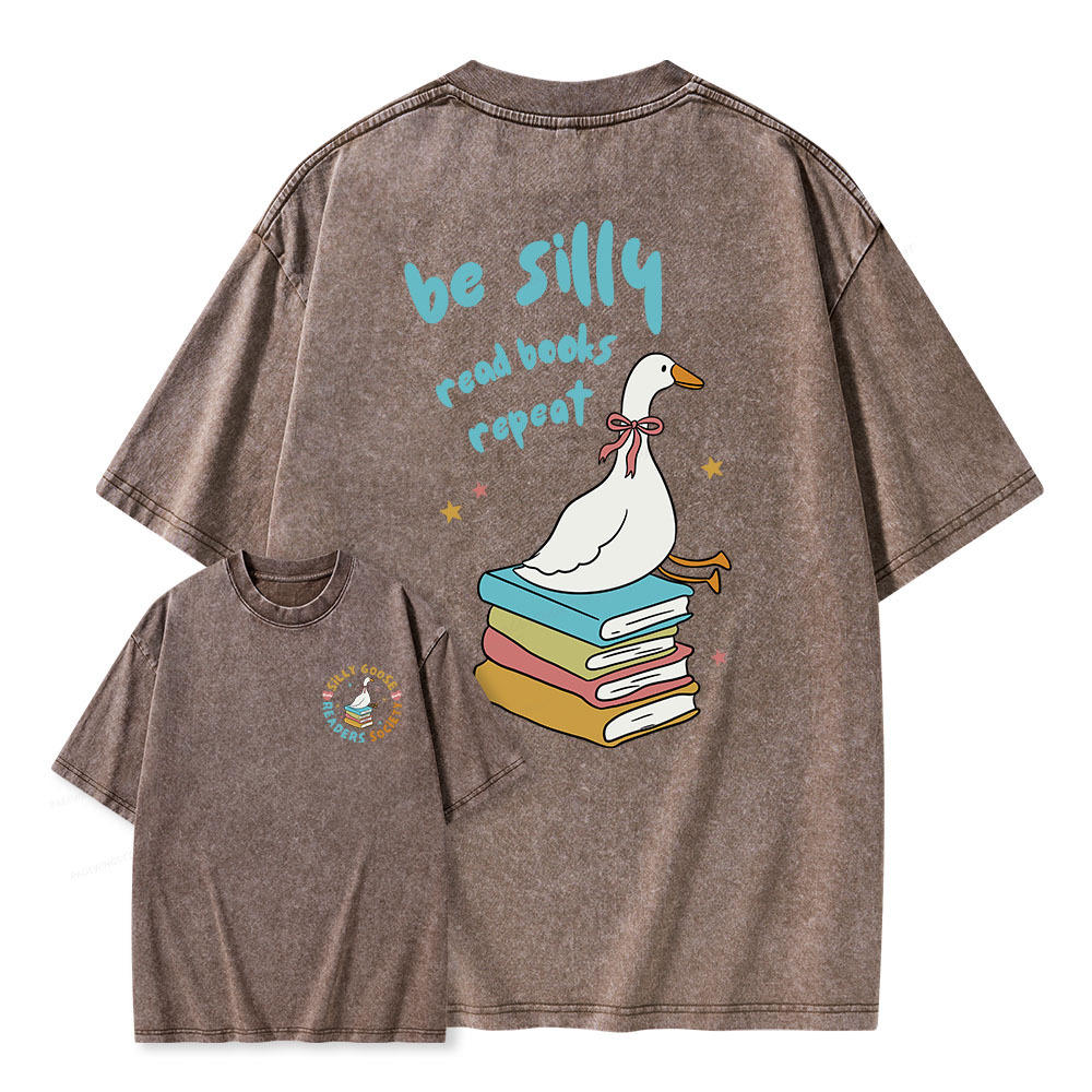 Pagewings Be Silly Read Books Repeat Unisex Washed T-shirt