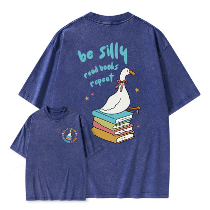 Pagewings Be Silly Read Books Repeat Unisex Washed T-shirt