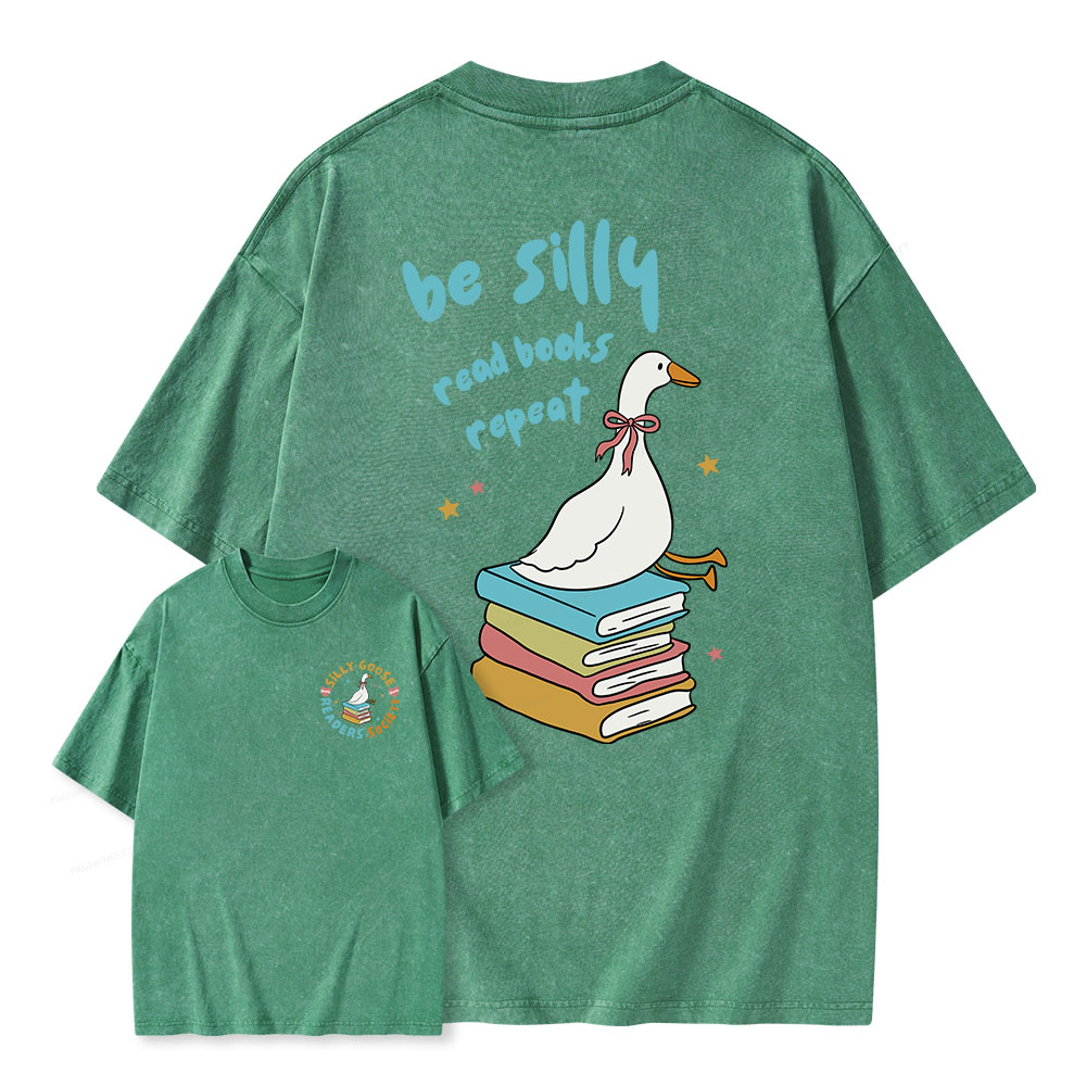 Pagewings Be Silly Read Books Repeat Unisex Washed T-shirt