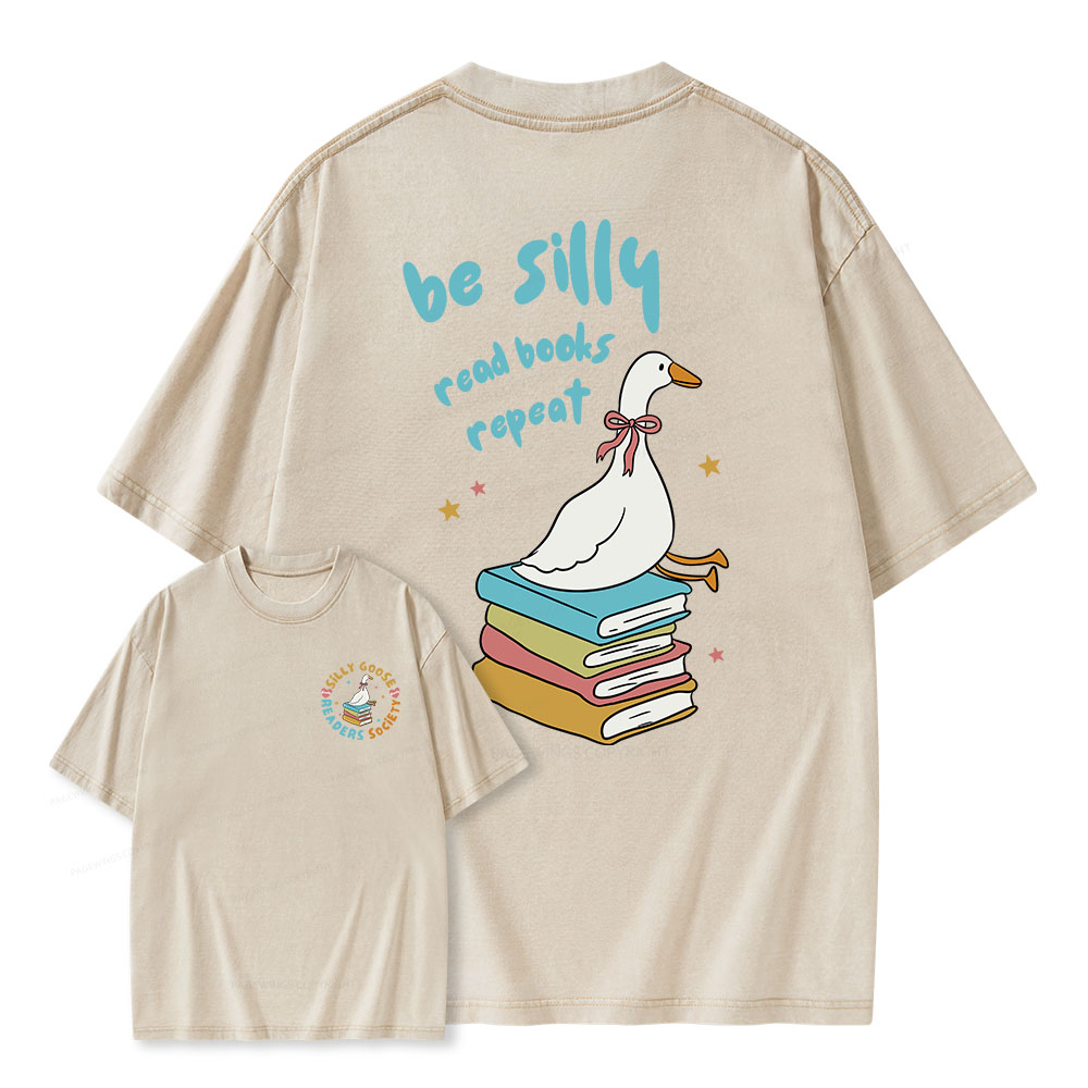 Pagewings Be Silly Read Books Repeat Unisex Washed T-shirt