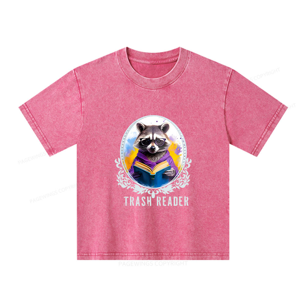 Pagewings Trash Reader Unisex Kids Washed T-shirt