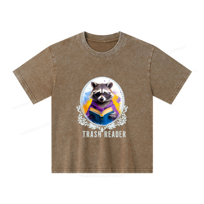 Pagewings Trash Reader Unisex Kids Washed T-shirt