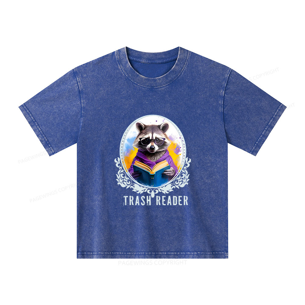 Pagewings Trash Reader Unisex Kids Washed T-shirt