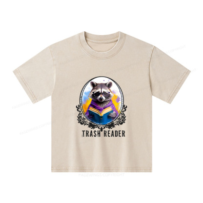 Pagewings Trash Reader Unisex Kids Washed T-shirt