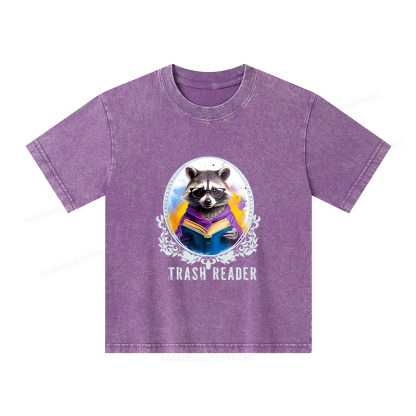 Pagewings Trash Reader Unisex Kids Washed T-shirt