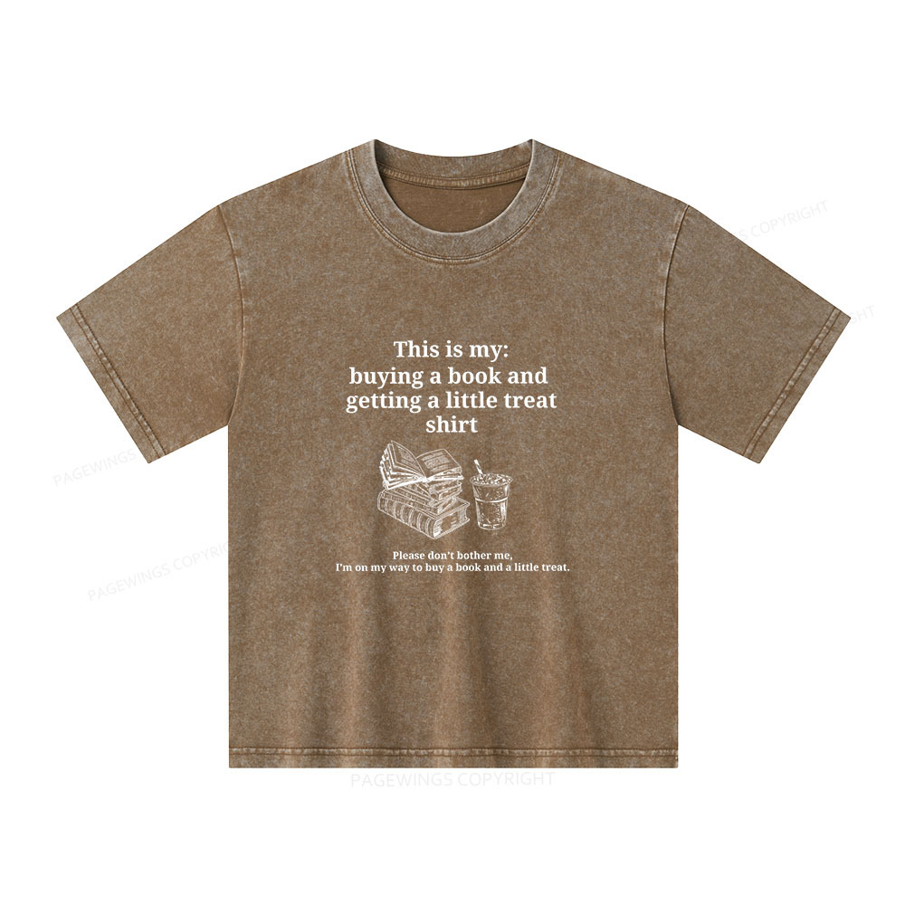 Pagewings Buying A Book And Getting A Little Treat Unisex Kids Washed T-shirt