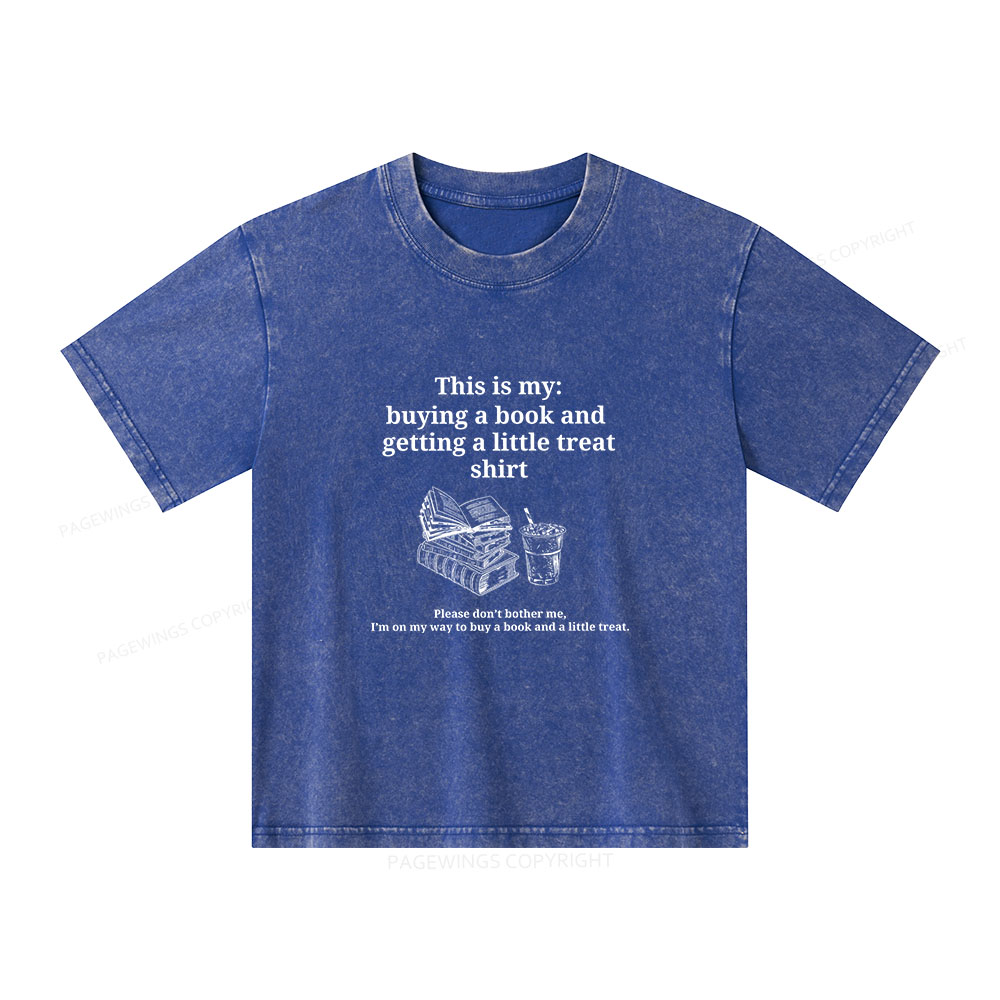 Pagewings Buying A Book And Getting A Little Treat Unisex Kids Washed T-shirt