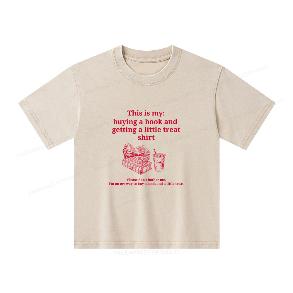 Pagewings Buying A Book And Getting A Little Treat Unisex Kids Washed T-shirt