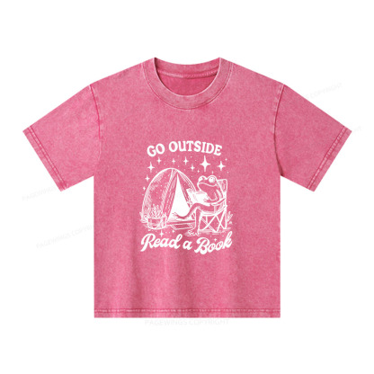 Pagewings Go Outside Unisex Kids Washed T-shirt