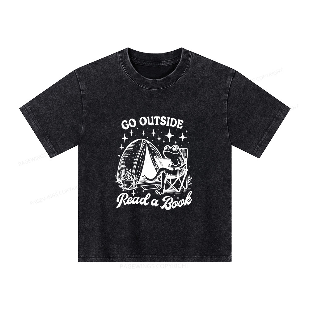 Pagewings Go Outside Unisex Kids Washed T-shirt