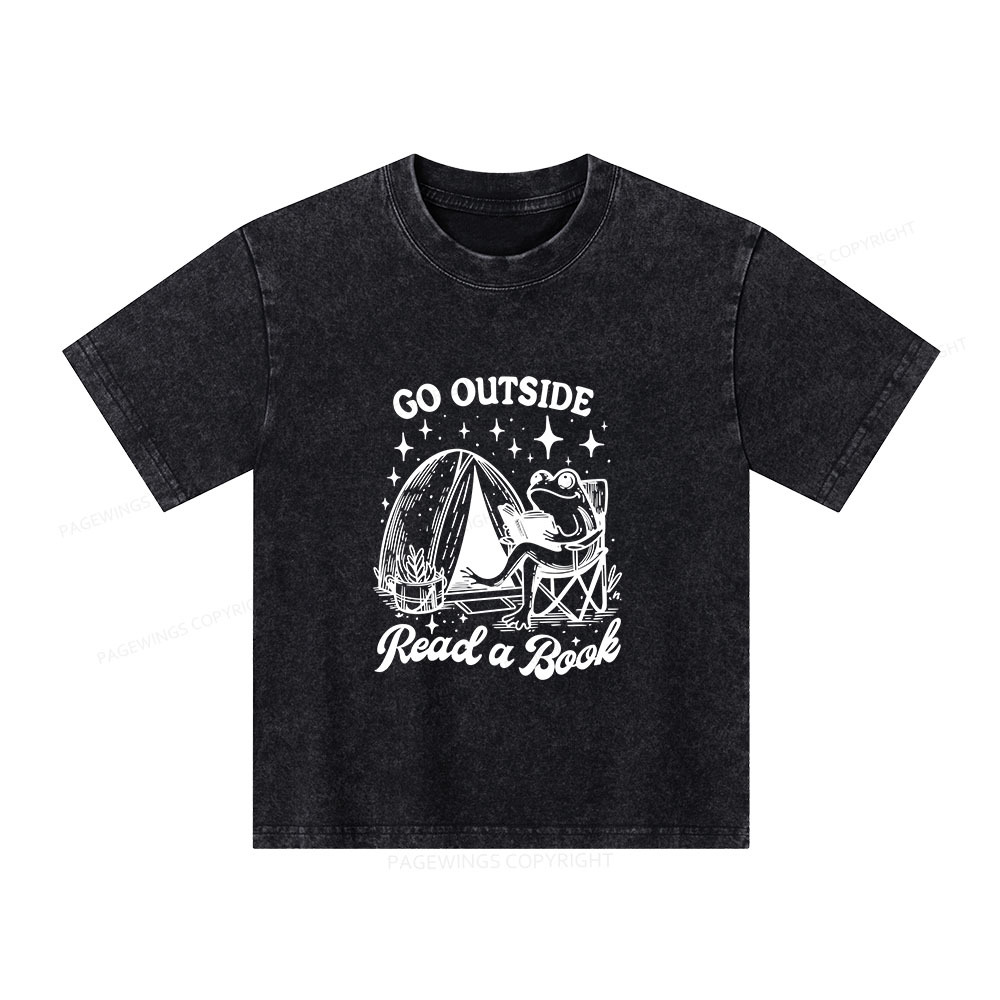 Pagewings Go Outside Unisex Kids Washed T-shirt