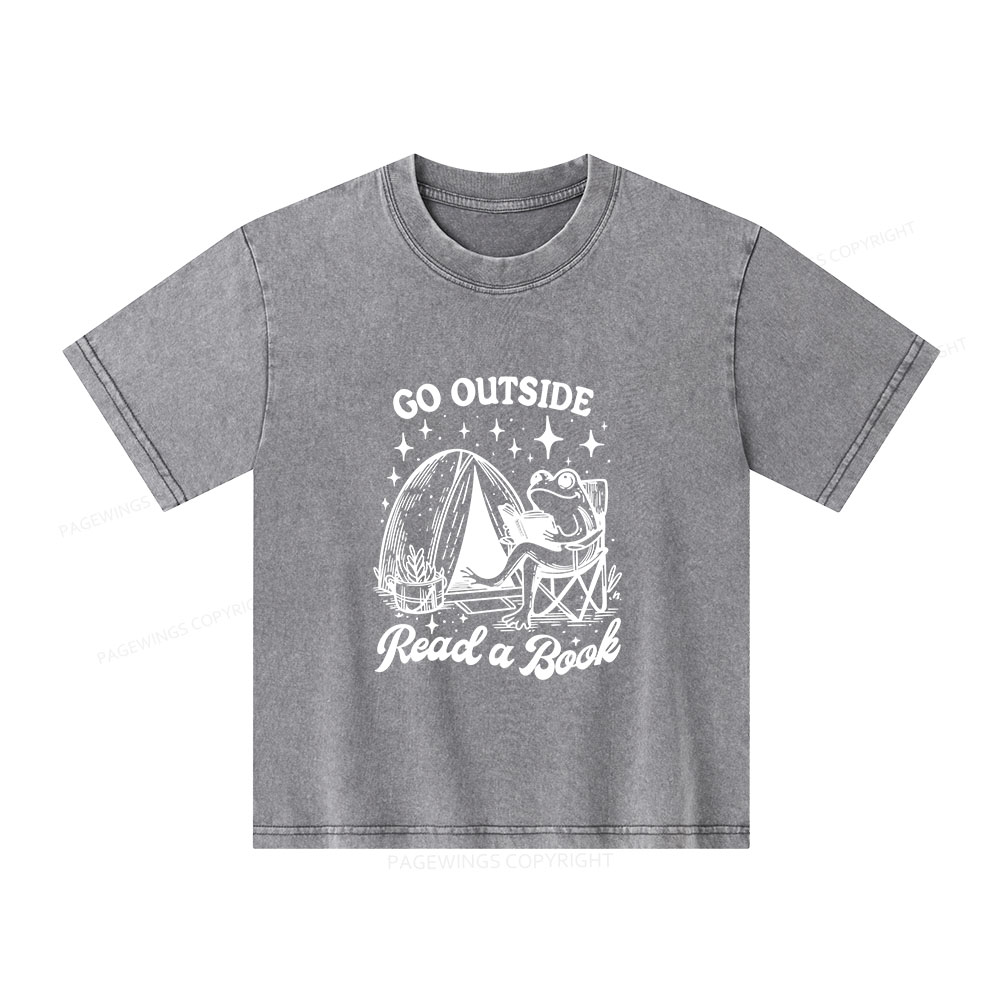 Pagewings Go Outside Unisex Kids Washed T-shirt
