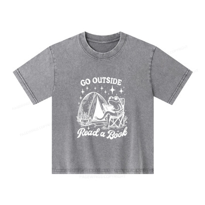 Pagewings Go Outside Unisex Kids Washed T-shirt