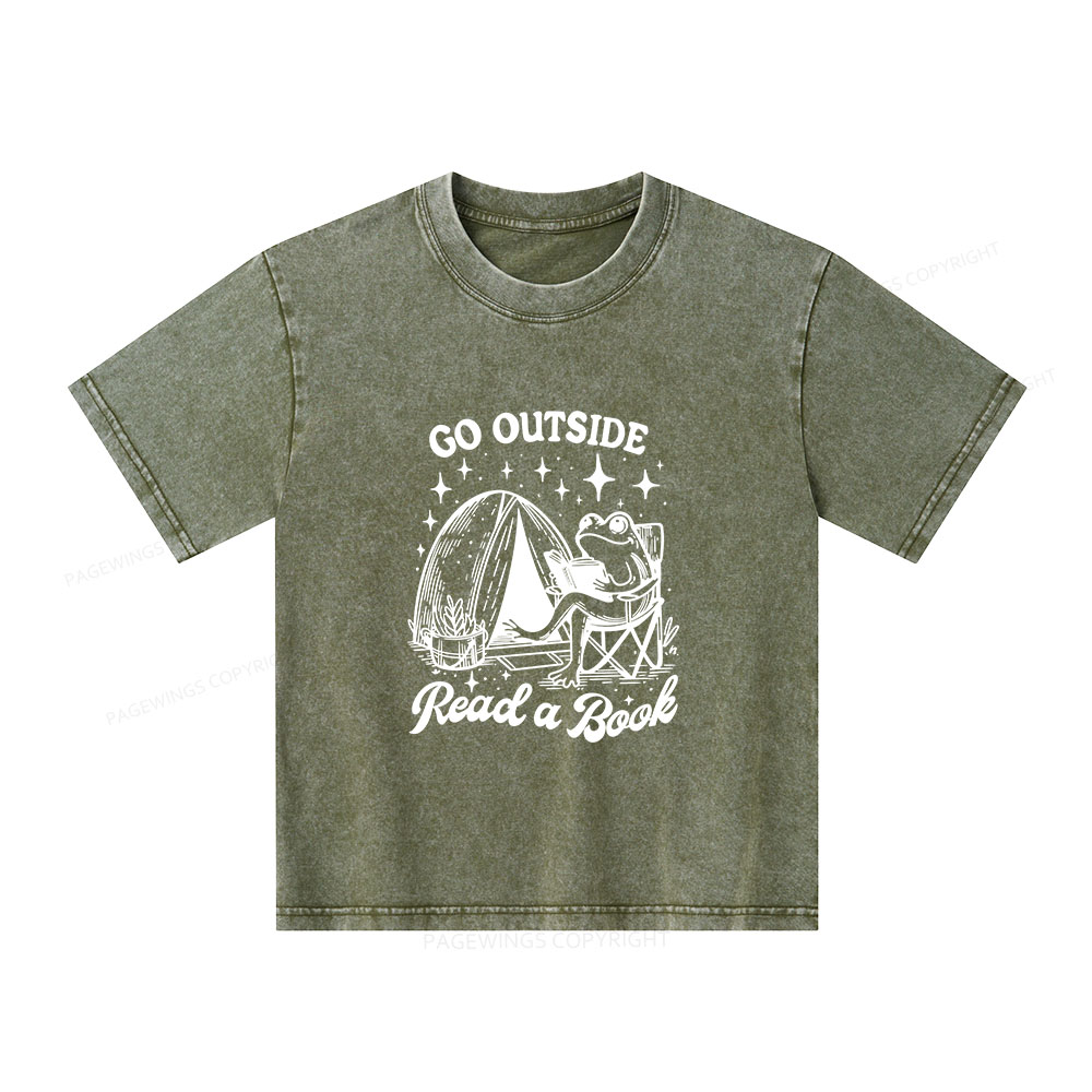 Pagewings Go Outside Unisex Kids Washed T-shirt