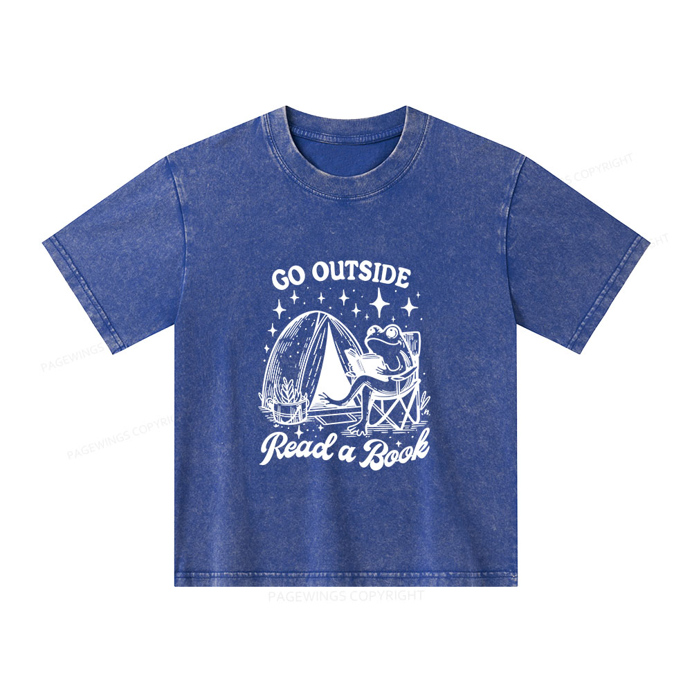Pagewings Go Outside Unisex Kids Washed T-shirt
