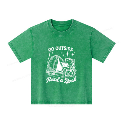 Pagewings Go Outside Unisex Kids Washed T-shirt