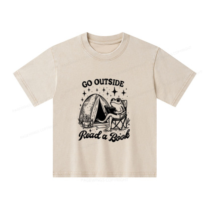 Pagewings Go Outside Unisex Kids Washed T-shirt