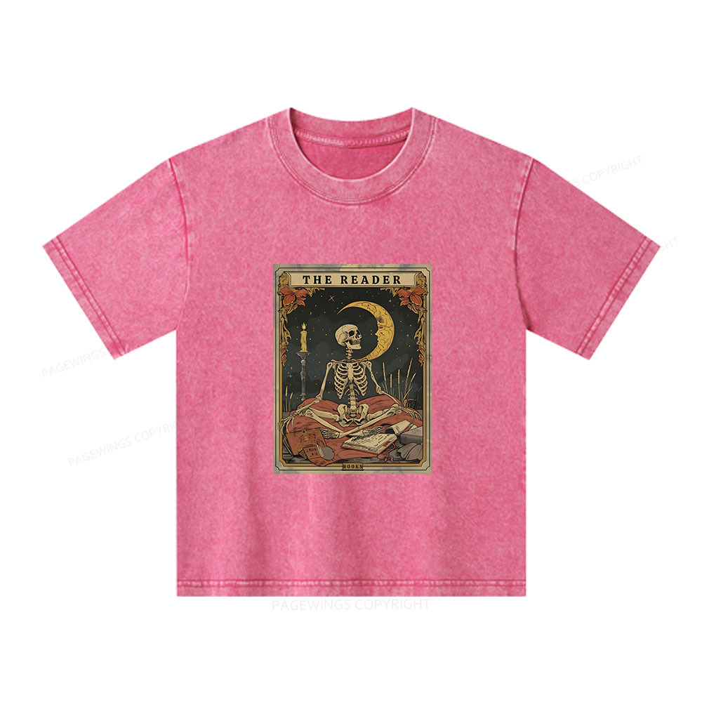 Pagewings The Reader Tarot Card Unisex Kids Washed T-shirt