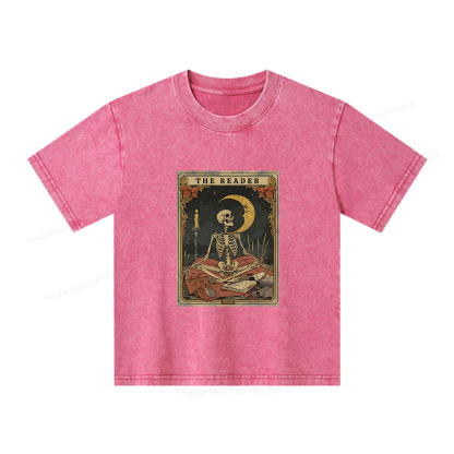 Pagewings The Reader Tarot Card Unisex Kids Washed T-shirt