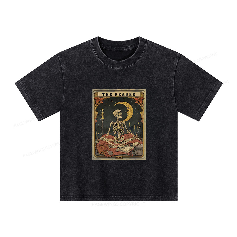 Pagewings The Reader Tarot Card Unisex Kids Washed T-shirt