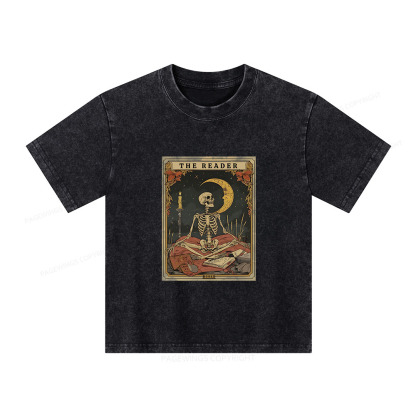 Pagewings The Reader Tarot Card Unisex Kids Washed T-shirt