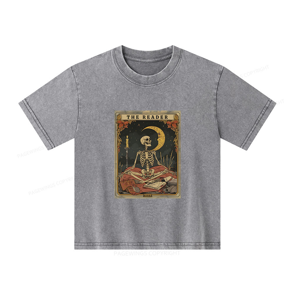 Pagewings The Reader Tarot Card Unisex Kids Washed T-shirt