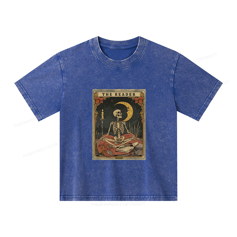 Pagewings The Reader Tarot Card Unisex Kids Washed T-shirt
