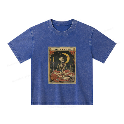 Pagewings The Reader Tarot Card Unisex Kids Washed T-shirt