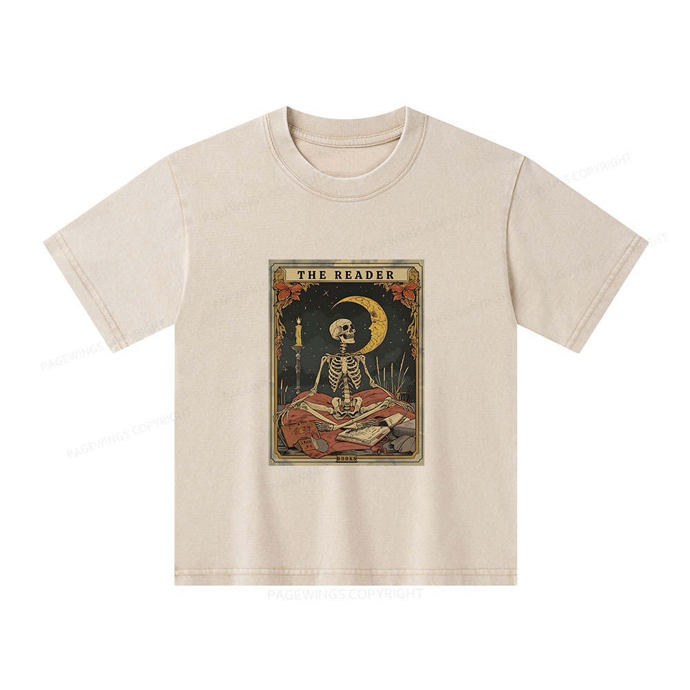 Pagewings The Reader Tarot Card Unisex Kids Washed T-shirt