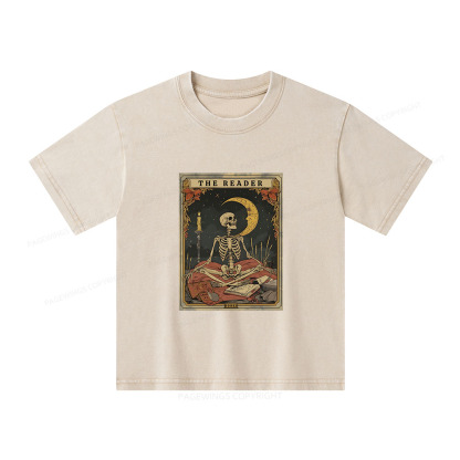 Pagewings The Reader Tarot Card Unisex Kids Washed T-shirt