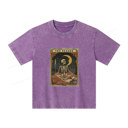 Pagewings The Reader Tarot Card Unisex Kids Washed T-shirt