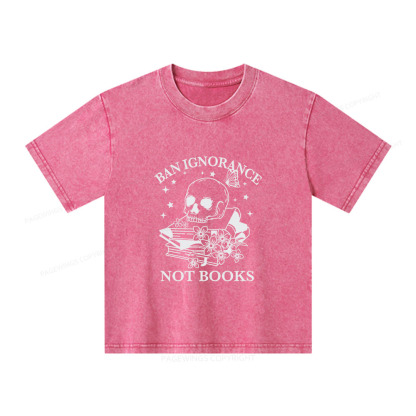 Pagewings Ban Lgnorance Not Books Unisex Kids Washed T-shirt