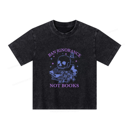 Pagewings Ban Lgnorance Not Books Unisex Kids Washed T-shirt