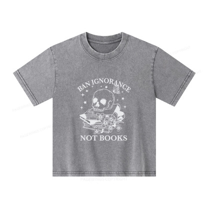 Pagewings Ban Lgnorance Not Books Unisex Kids Washed T-shirt
