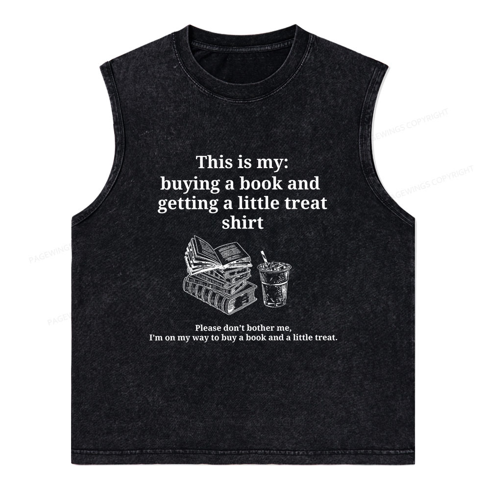 Pagewings Buying A Book And Getting A Little Treat Unisex Washed Tank Top