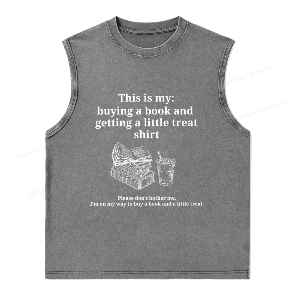 Pagewings Buying A Book And Getting A Little Treat Unisex Washed Tank Top