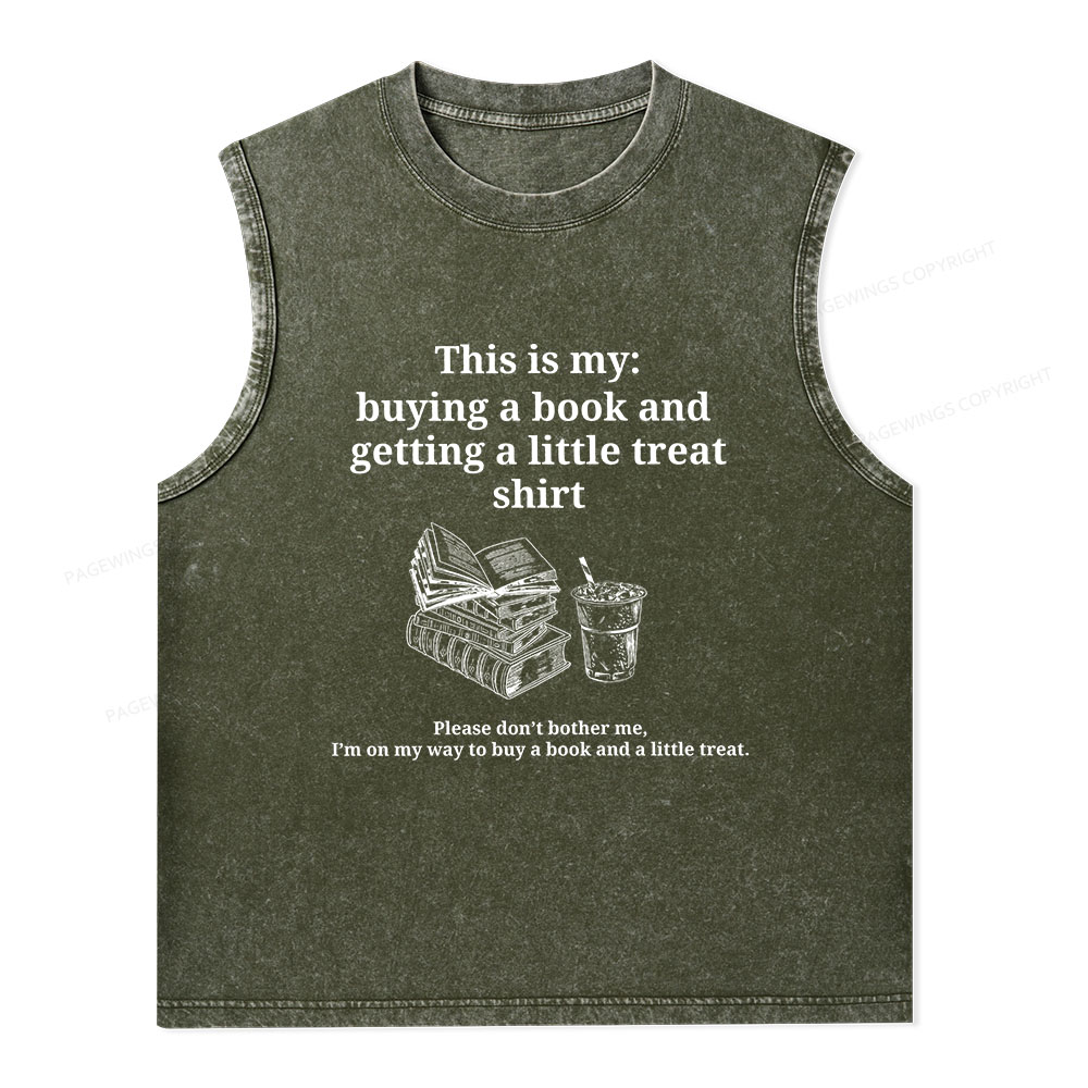 Pagewings Buying A Book And Getting A Little Treat Unisex Washed Tank Top