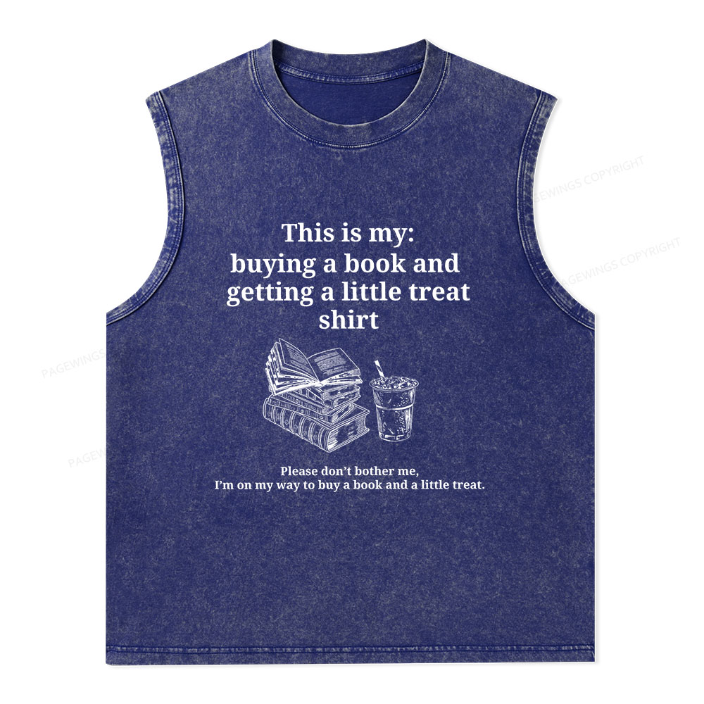 Pagewings Buying A Book And Getting A Little Treat Unisex Washed Tank Top