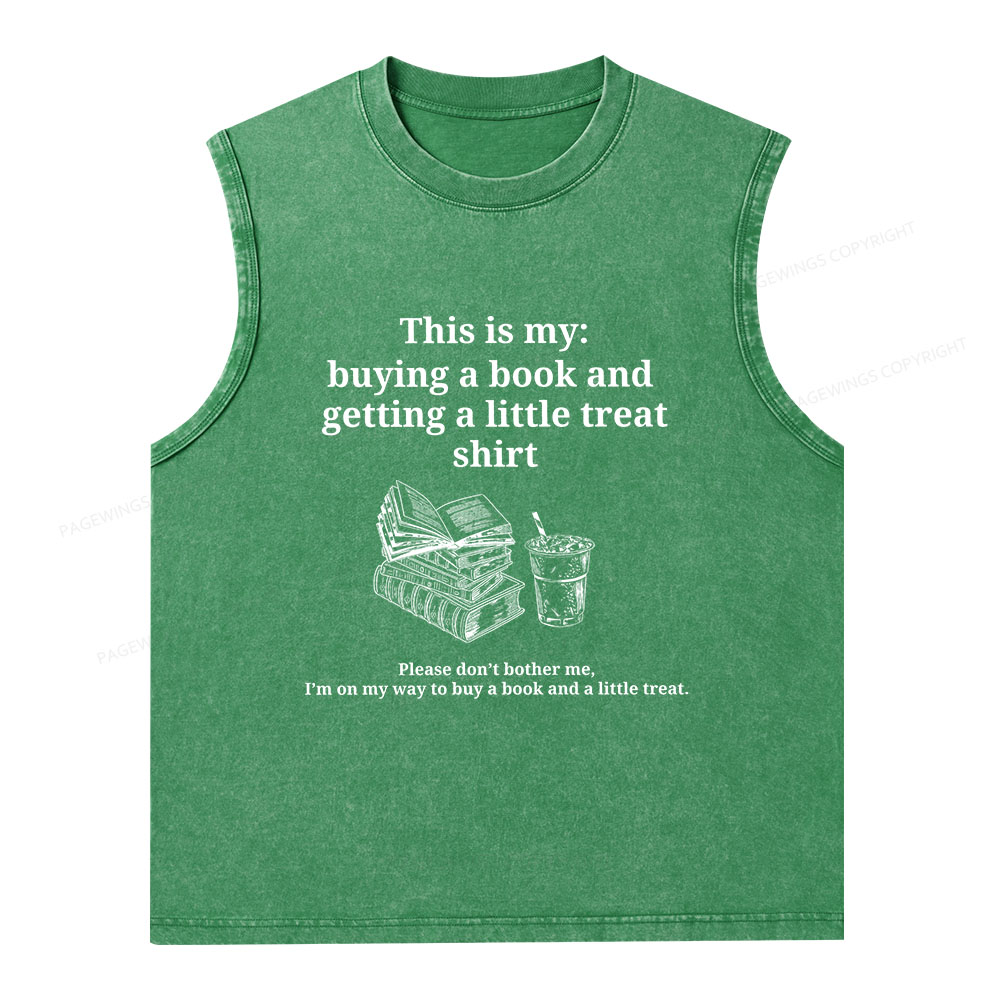 Pagewings Buying A Book And Getting A Little Treat Unisex Washed Tank Top