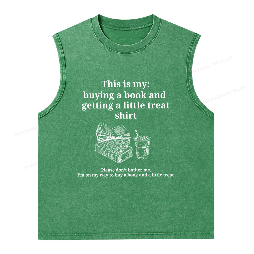 Pagewings Buying A Book And Getting A Little Treat Unisex Washed Tank Top