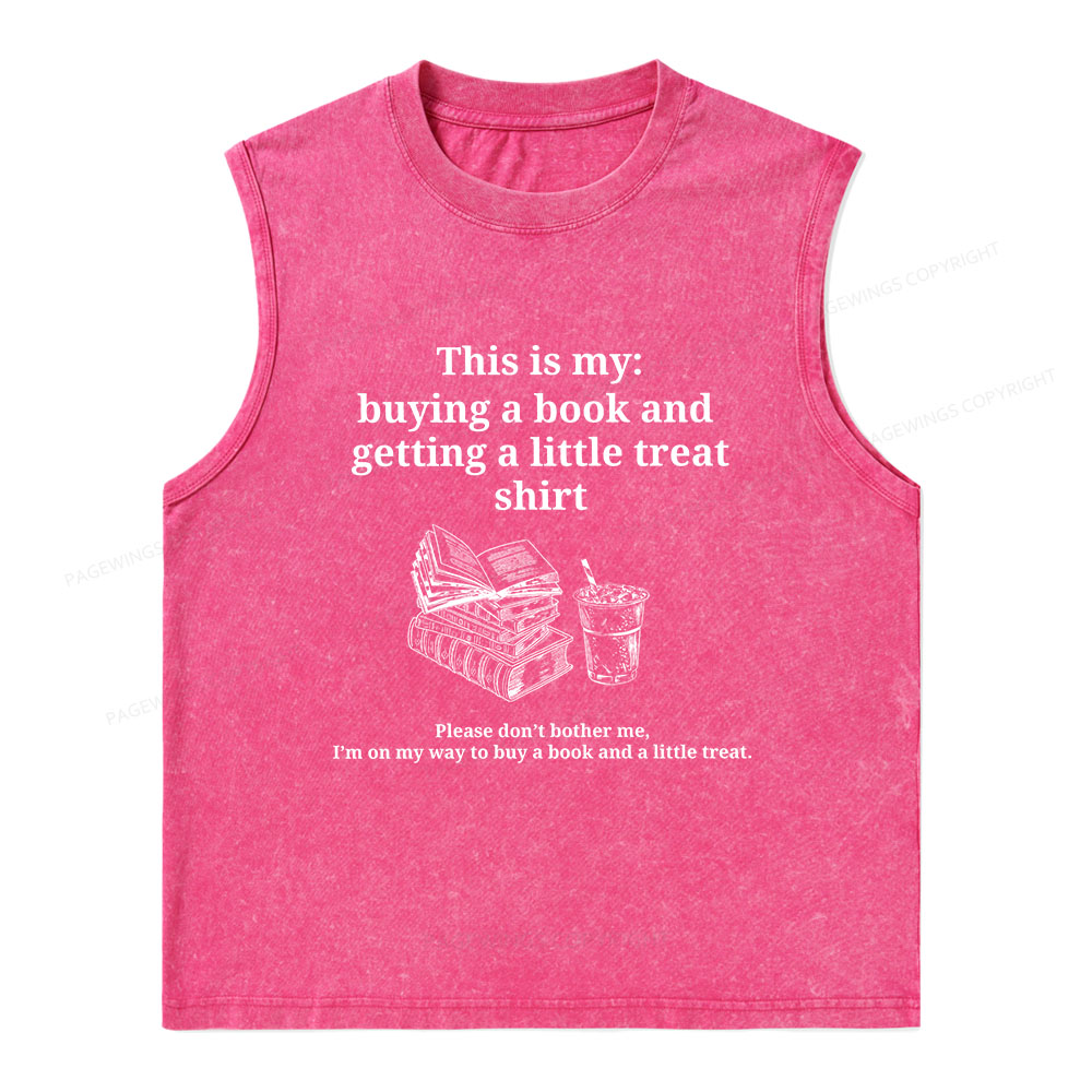 Pagewings Buying A Book And Getting A Little Treat Unisex Washed Tank Top