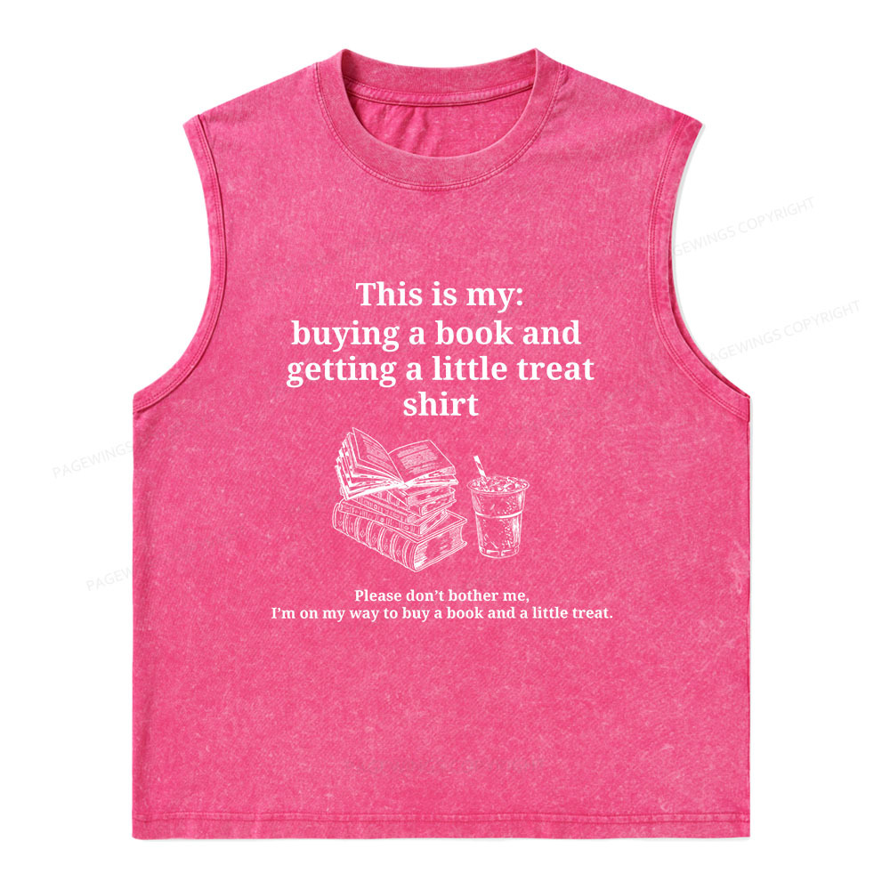 Pagewings Buying A Book And Getting A Little Treat Unisex Washed Tank Top