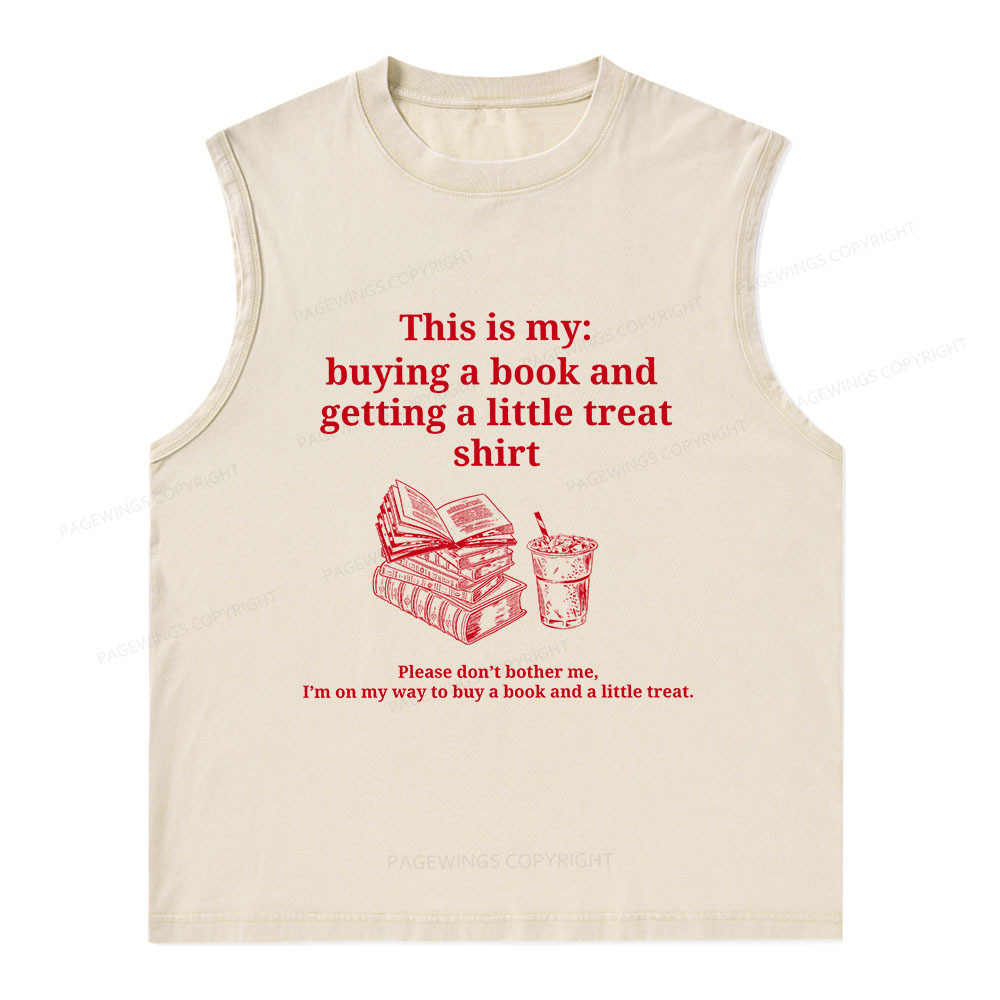 Pagewings Buying A Book And Getting A Little Treat Unisex Washed Tank Top