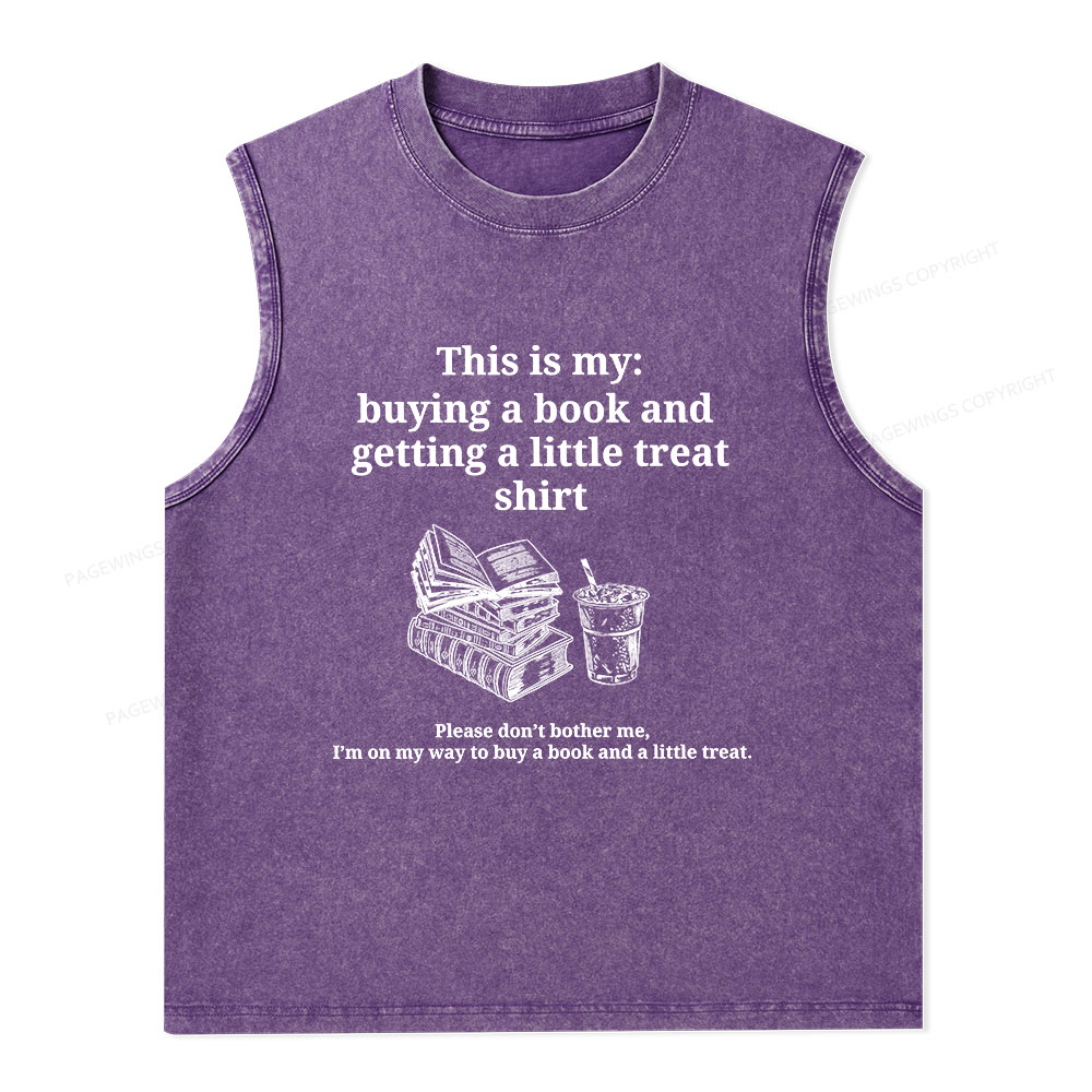 Pagewings Buying A Book And Getting A Little Treat Unisex Washed Tank Top