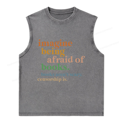 Pagewings Imagine Being Afraid Of Books Unisex Washed Tank Top