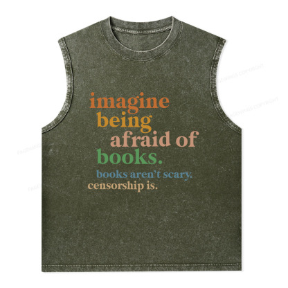 Pagewings Imagine Being Afraid Of Books Unisex Washed Tank Top