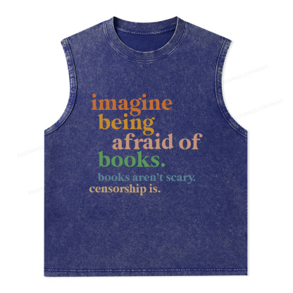 Pagewings Imagine Being Afraid Of Books Unisex Washed Tank Top