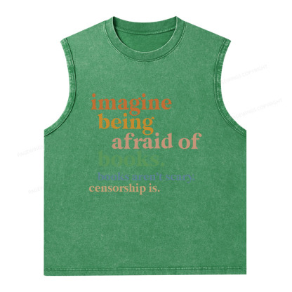 Pagewings Imagine Being Afraid Of Books Unisex Washed Tank Top